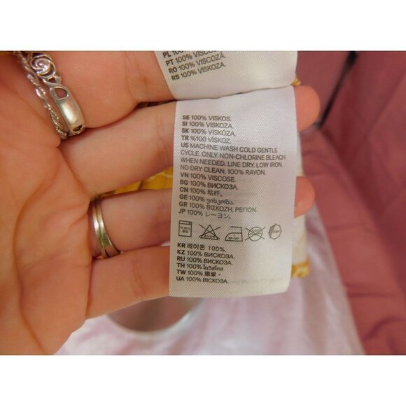 H & M Tropical Shift Dress Women S Yellow Sleeveless - Picture 8 of 9